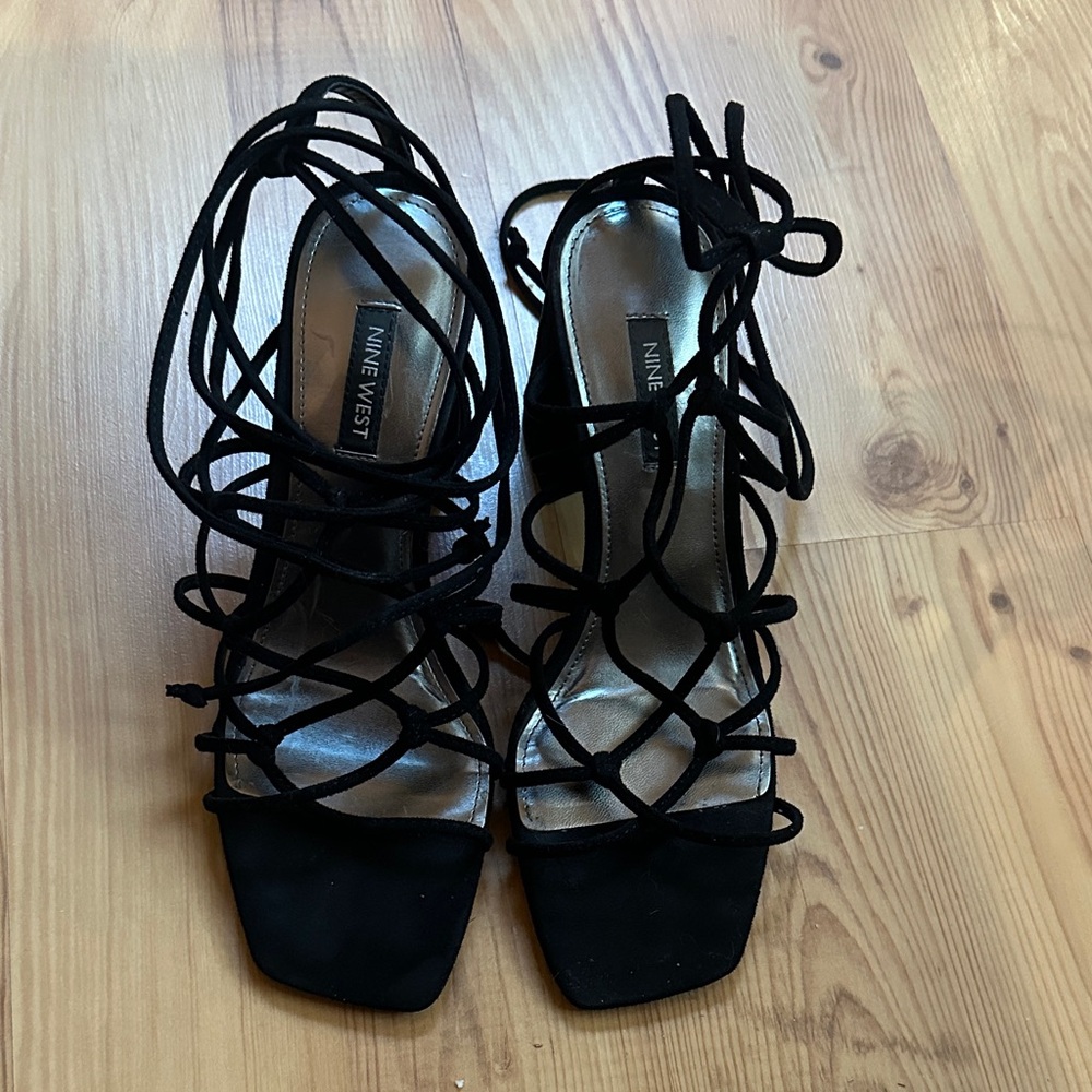 Nine West Black Lace-Up Heels